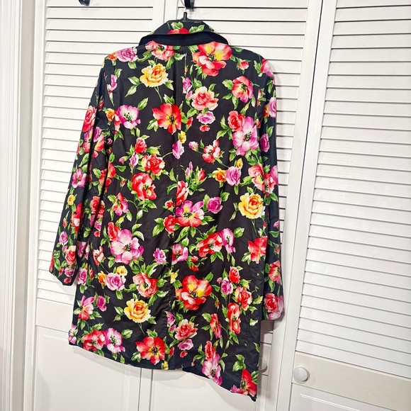 JONES NEW YORK SIGNATURE Reversible Black Floral Rose Rain Coat •Size SP - Picture 4 of 11